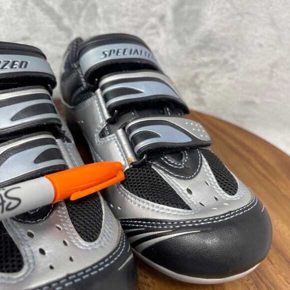 Specialized Cycling Shoes Womens US 9 Silver Black Hook & Loop BG 6103-3540 - Picture 4 of 16